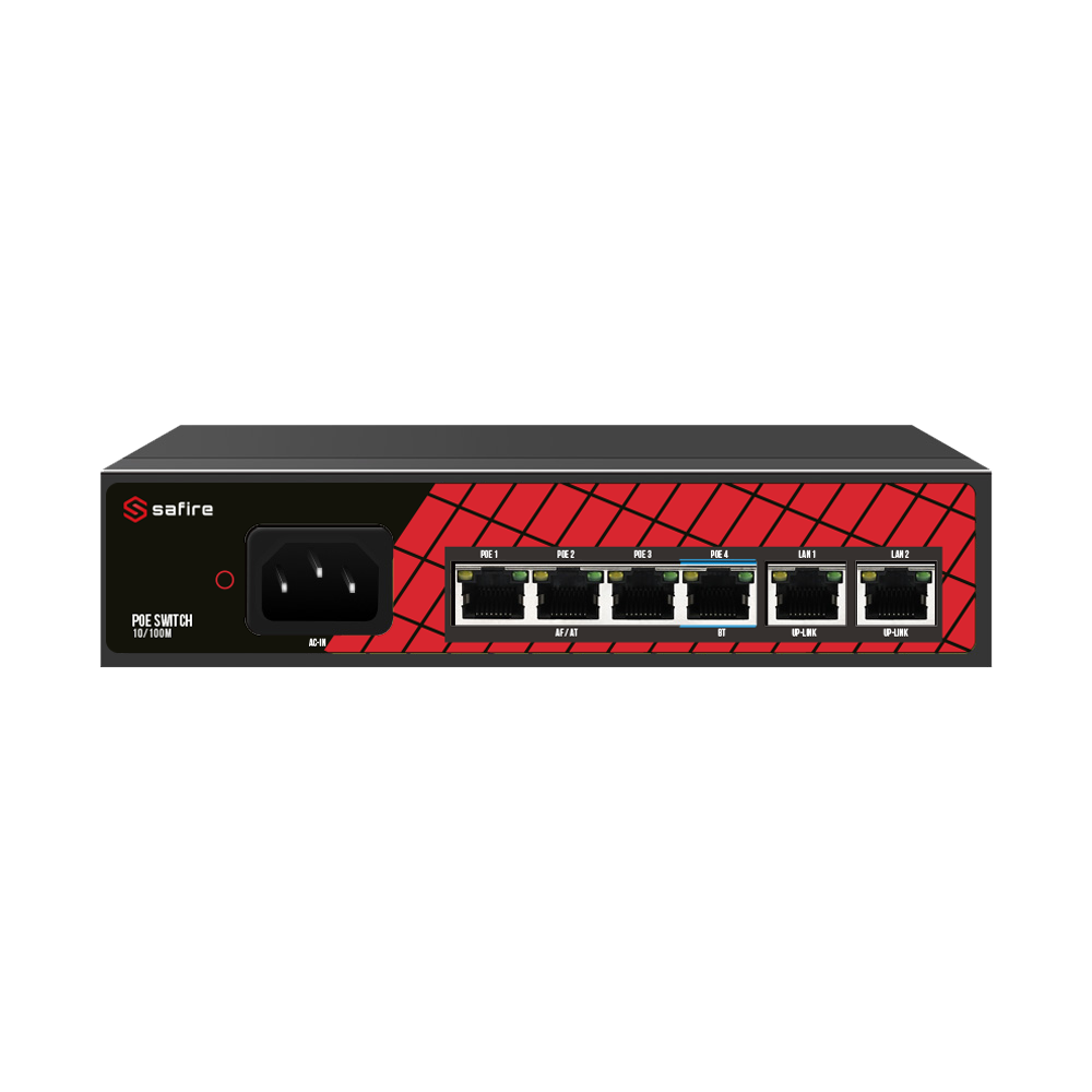 SWITCH POE 4  PORTE(3X POE+1X HI-POE)+2UPLINK 60W