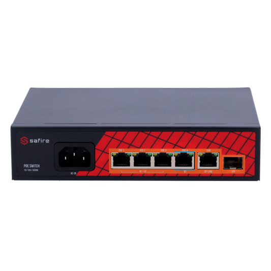 SAFIRE SWITCH Hi-PoE 4 porte PoE + 1 Uplink RJ45 + 1 Uplink