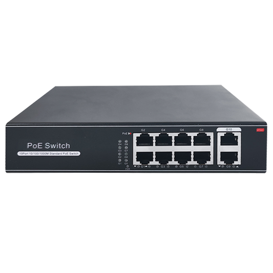 SWITCH PoE 8 porte RJ45 + 2 RJ45 Uplink