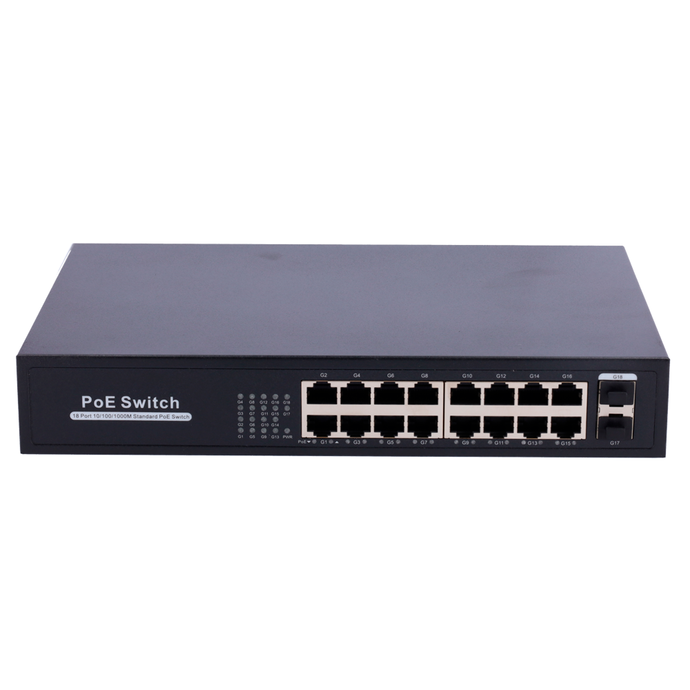 SWITCH PoE 16 porte RJ45 + 2 SFP Uplink