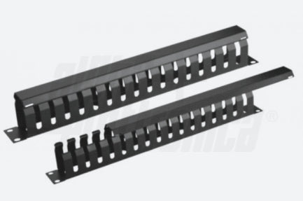PANNELLO GESTIONE CAVI IN PER RACK 19"CON COPERCHIO 1U NERO